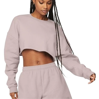Sudadera Alo Extreme Crop Cuello Redondo Rosa Lavanda Talla XS Foto 1 de 4