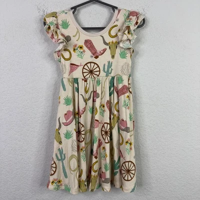 Play by Little Sleepies Dress 3T Bamboo Western Cowgirl Boots Cactus Whimsical - Image 1 of 4
