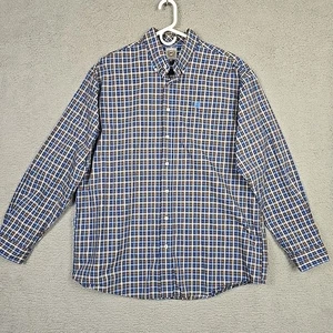 Cinch Shirt Men Large Blue Plaid Button Down Long Sleeve Western Cowboy Rodeo - Picture 1 of 17