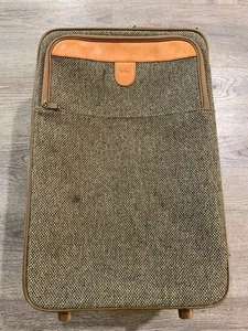 Vintage Hartmann Tweed Leather Luggage Rolling Suitcase Wheeled Carry On Bag 22" - Picture 1 of 11