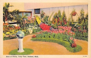 Postal MI: Horn of Plenty Tulip Time, Holanda, Michigan, lino, publicada 1939 - Imagen 1 de 2