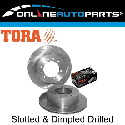 2 Rear Slotted+Drilled Disc Rotors + Brake Pads for Patrol 2.8 4.2 GQ Y60 88~98 - Image 1 of 4