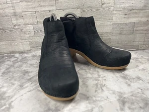 Dansko Damenstiefel 6,5 M Maria Schuhe schwarz gefräster Nubukabsatz Stiefelette Reißverschluss - Bild 1 von 18