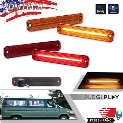 Luces de señalización LED delanteras y traseras rojas ámbar para Ford E-100 Econoline 1975-1983 Foto 1 de 4