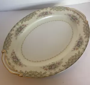 Vintage Rose China Made in Occupied Japan OVAL SERVING PLATTER gold trimmed - Picture 1 of 6
