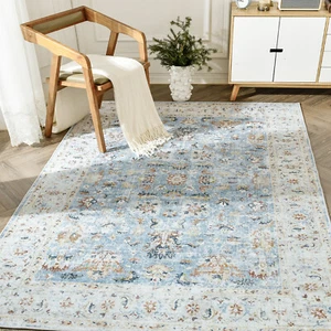 Foldable Vintage Indoor Outdoor Thin Area Rug Floor Cover Entrance Carpet - Picture 1 of 13