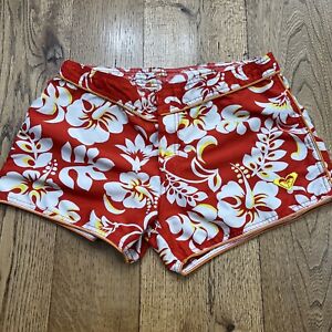 Roxy Quicksilver Board Swim Shorts Size 9 Vintage Y2K Red & White Floral
