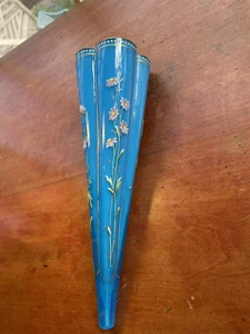 RARE Antique French  Blue Opaline Hand Painted cased Glass Epergne Vase - Picture 1 of 10
