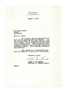 SIGNED letter by secretary for Earl Warren, Chief Justice of the Supreme Court - Picture 1 of 3