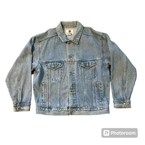 Vintage Pepsi Trucker Jacket Mens Medium M Blue Denim Button 90s Soda Cola Promo - Picture 1 of 6