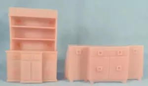 China Cabinet & Buffet Dining Room Superior Pink Plastic Dollhouse Miniature #63 - Picture 1 of 7