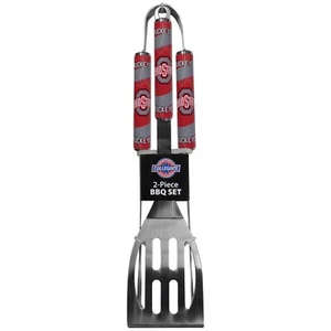 Ohio State Buckeyes 2 Pc BBQ Set Stainless Steel Spatula Tongs  - Picture 1 of 1