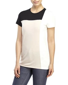 W580 NWT VINCE COLORBLOCK WOMEN TEE SIZE XS B/W/B $85 - Picture 1 of 1