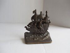 Vintage Cast Iron Heavy Sailing Ship Nautical Bookend or Door Stop 5" x 4 3/4"