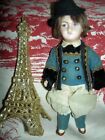 Antique bisque Unis France 301 male dollhouse size doll, orig. Bretonne costume