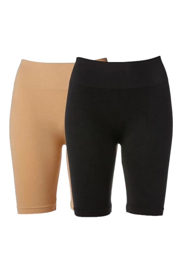 Rhonda Shear 2-Pack Smoothing Longline Short Black/Beige - Image 1 of 1