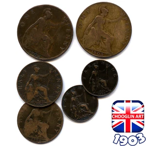 Collection of BRITISH 1903 EDWARD VII coins, 122 Years Old!  - Picture 1 of 2