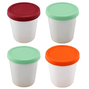 4Pcs Ice Cream Box Sorbet Storage Freezer Container Ic Cream Tubs - Picture 1 of 12