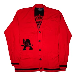 Polo Ralph Lauren Merino Wool Red Big Crest Cardigan Sweater Men's Size Large - Picture 1 of 18