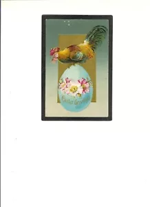EASTER VINTAGE "Greetimgs" 4-15-1908 Toledo, OH. Rooster Perched on Egg - Picture 1 of 2