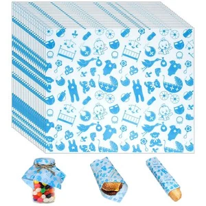 100 Sheets Baby Shower Wax Paper for Food Blue Deli Paper Wrap Sheet Sandwich... - Picture 1 of 7
