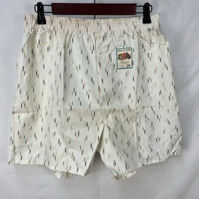 VINTAGE 50S FRUIT OF THE LOOM SQIGGLE LINE SANFORIZED SHORTS SIZE 34 USA BOXER - Image 1 of 4