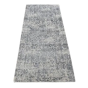 Alfombra de corredor de lana y seda Jacquard fina telada a mano de 2'5""x6'1"" gris R87328 - Imagen 1 de 7