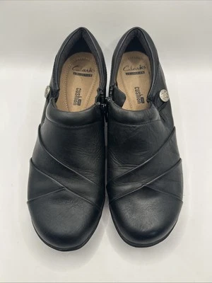  Zapatos para mujer Clark's TALLA 7 negros con cremallera lateral de cuero Foto 1 de 4
