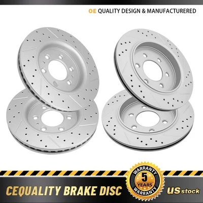 Front Rear Drilled Slotted Brake Rotors Kit for 2015 2016 2017 Ford F-150 Lobo - Image 1 of 4