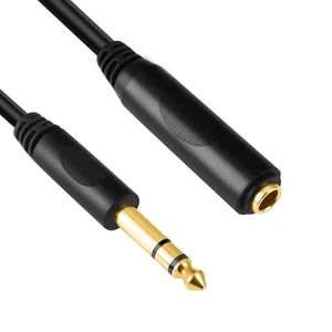 6.35mm 1/4" inch Stereo Plug Male to 1/4 Female Stereo Headphone Guitar Exten... - Picture 1 of 7