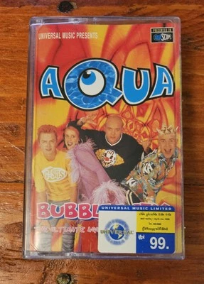 AQUA BUBBLE MIX IMPORT CASSETTE TAPE HYPE STICKER BARBIE GIRL! REMIXES! 1998! - Image 1 of 3