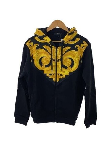 Felpa con cappuccio e zip stampa VERSACE Medusa L Cotone BLK 1011854��@1A1024