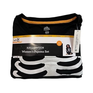 Women's Halloween Glow In the Dark 2 Piece Pajama Set Size Large Black - Picture 1 of 6