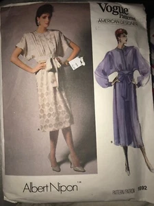 Vogue Sewing Pattern Albert Nipon 1692 Vintage Designer Size 10 1986 80s Dress - Bild 1 von 4