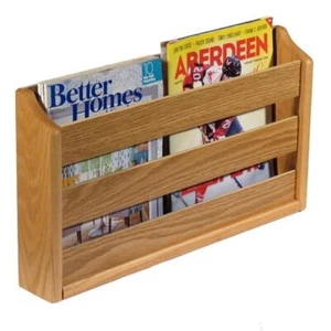 Wooden Mallet 2 Pocket Wall Mounted Magazine Rack - Light Oak - Picture 1 of 1