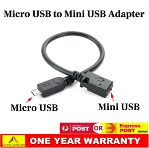 Mini USB hembra a micro USB 5 PINES macho adaptador convertidor cable cargador de datos AU - Imagen 1 de 2