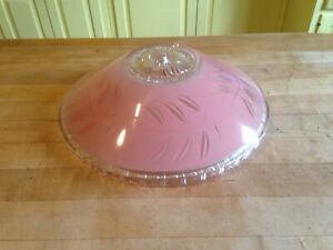 Vintage Art Deco Glass Ceiling Light Fixture Cover Lamp Shade Pink Glass 12"