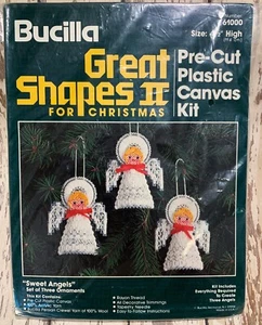 Kunststoff Leinwand Weihnachten süße Engel Ornamente Kit Bucilla 61000 3er Set NEU - Bild 1 von 3