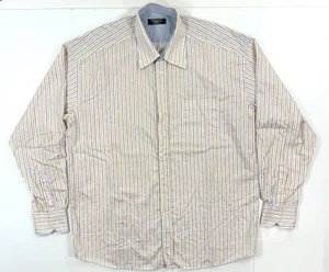Bernini Platinum Dress Shirt Mens Size 2XL Blue Yellow Stripe Button Long Sleeve - Picture 1 of 14