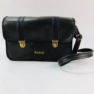 VTG Kodak Leather Camera Hard Case Holder Bag Shoulder Strap Dark Brown MCM - Picture 1 of 8