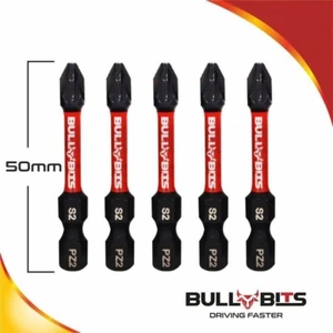 5 x PZ2 punte trapano cacciavite magnetico a percussione lunga 50 mm Pozi n. 2 - Foto 1 di 3