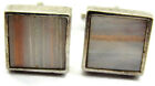 Cuff Links Square White Copper Flake Cufflink Vintage Sterling Silver 925 Patina