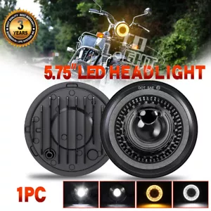 Black 5-3/4" 5.75 LED Headlight Start-up Halo DRL For Sportster XL 883 1200 Dyna - Foto 1 di 11