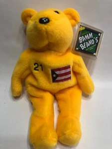 Roberto Clemente Pittsburgh Pirates #21 1998 Salvino’s Bamm Beano’s Yellow Bear - Picture 1 of 12
