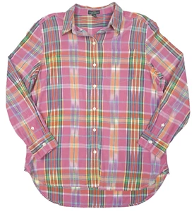 RALPH LAUREN LRL LAUREN JEANS CO Shirt Size M Plaid Button Up Cotton Pink - Picture 1 of 6