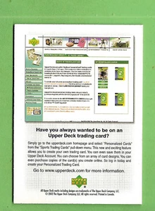 #D389. 2002 UPPER DECK PROMOTIONAL CARD - GREEN  BACK - Picture 1 of 2