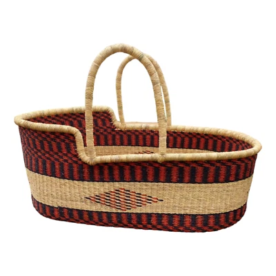 Cama cesta bebê Moses – berço bolga tecido à mão design vermelho e preto - Imagem 1 de 3