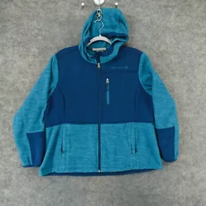 Free Country Jacket Womens Extra Large Blue Fleece Full Zip w Pockets Hooded - Picture 1 of 11