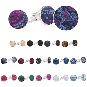 Herren Premium Paisley böhmisch Messing Stoffeinlage versilberte Manschettenknöpfe von DQT - Bild 1 von 16
