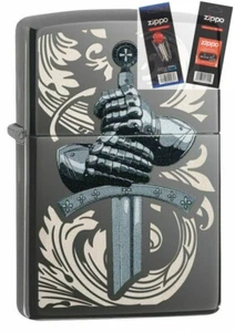 Zippo 49127 Medieval Knights Glove Design Lighter with *FLINT & WICK GIFT SET* - Picture 1 of 1
